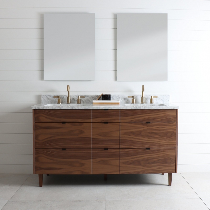 Asher 60, Teodor Modern American Black Walnut Vanity, Double Sink ...